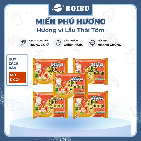 ACECOOK - Miến Phú Hương hương vị Lẩu Thái Tôm Miến Phú Hương Lẩu Thái Tôm, Miến Lẩu Thái Phú Hương - Miến ăn liền Acecook - 60g/gói - 00065