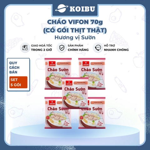 VIFON - Cháo Vifon 70g hương vị Sườn (có gói thịt sườn thật), Cháo sườn Vifon Cháo thịt sườn Vifon - 70g/gói - 00156