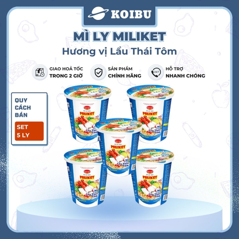 COLUSA - Mì ly Miliket hương vị Lẩu Thái Tôm, Mì Miliket ly Lẩu Thái Tôm, Mì lẩu thái tôm ly Miliket - 65g/ly - 00079