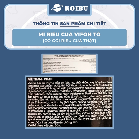 VIFON - Mì Vifon tô riêu cua thật, Vifon tô thịt thật Riêu cua Vifon, mì tô riêu cua Vifon thịt thật - 90g/tô - 00583