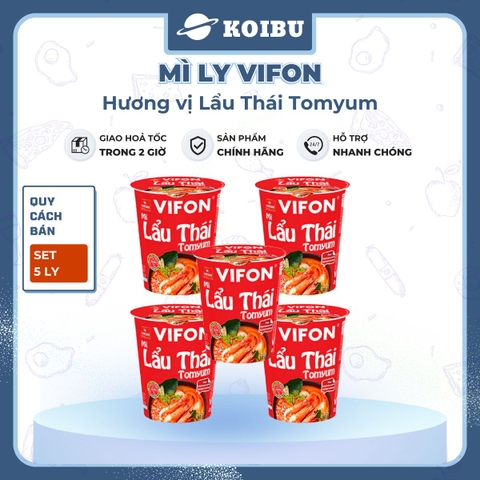 VIFON - Mì ly Vifon hương vị Lẩu Thái Tomyum - Mì ly vị lẩu Thái Tomyum, Mì lẩu Thái Tomyum ly 60g - 60g/ly - 00231