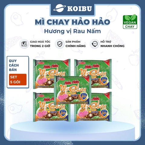 ACECOOK - Mì Hảo Hảo hương vị chay rau nấm - Mì ăn liền Hảo Hảo chay rau nấm - 75g/gói - 00001