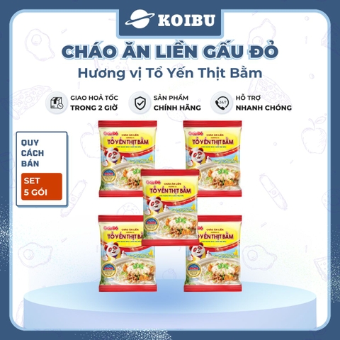 ASIAFOODS - Cháo ăn liền Gấu đỏ hương vị Tổ yến thịt bằm, Cháo tổ yến Gấu đỏ thịt bằm, Cháo yến Gấu Đỏ - 50g/gói - 00341
