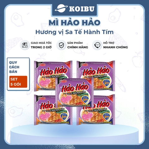 ACECOOK - Mì Hảo Hảo Sa Tế Hành Tím - Mì ăn liền Hảo Hảo hương vị Sa tế hành tím  (Hảo Hảo sate/ Hảo Hảo satay / Hảo Hảo Sa te hành tím) - 00007