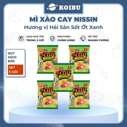 NISSIN - Mì xào cay Nissin hương vị Hải sản sốt ớt xanh, Mì xào hải sản sốt ớt xanh Nissin ăn liền - 72g/gói - 00092
