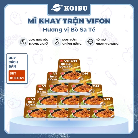 VIFON - Mì khay trộn Vifon hương vị Bò sa tế (có gói xốt Bò sa tế), Mì xào bò sa tế Vifon khay - 90g/khay - 00241