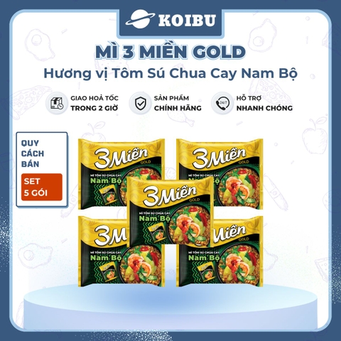 UNIBEN - Mì 3 Miền Gold Tôm sú chua cay Nam bộ, Mì Tôm sú chua cay Nam bộ ăn liền 3 miền Gold - 75g/gói - 00042