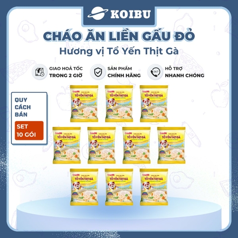 ASIAFOODS - Cháo ăn liền Gấu đỏ hương vị Tổ yến thịt gà, Cháo tổ yến Gấu đỏ thịt gà, Cháo yến Gấu Đỏ - 50g/gói - 00342