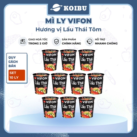 VIFON - Mì ly Vifon hương vị Lẩu Thái Tôm - Mì lẩu Thái Tôm ly ăn liền, Mì Vifon ly vị lẩu Thái Tôm - 60g/ly - 00232