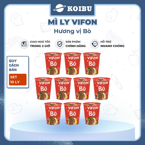 VIFON - Mì ly Vifon hương vị Bò - Mì ly ăn liền vị Bò Vifon, Vifon mì ly hương vị Bò 60g - 60g/ly - 00228