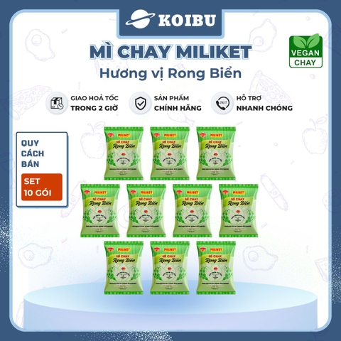 COLUSA - Mì chay Miliket hương vị Rong biển, Mì chay rong biển Miliket, Mì Miliket chay rong biển - 75g/gói - 00585