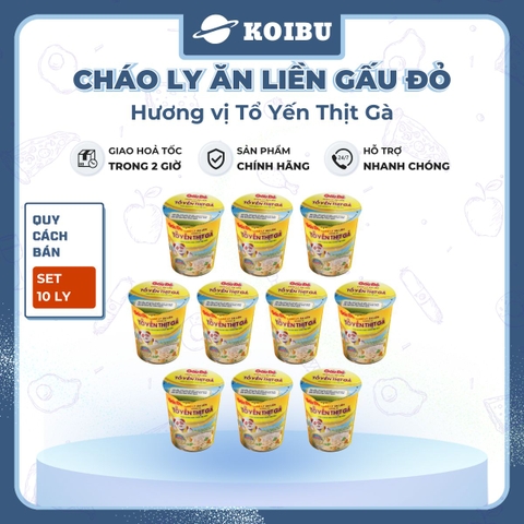 ASIAFOODS - Cháo ly tổ yến Gấu Đỏ hương vị thịt gà, Cháo tổ yến thịt gà Gấu Đỏ ly, Cháo yến Gấu Đỏ - 50g/ly - 00475