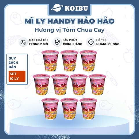 ACECOOK - Mì ly Handy Hảo Hảo hương vị Tôm chua cay, Mì ly Hảo Hảo tôm chua cay, Mì tôm chua cay ăn liền - 67g/ly - 00017