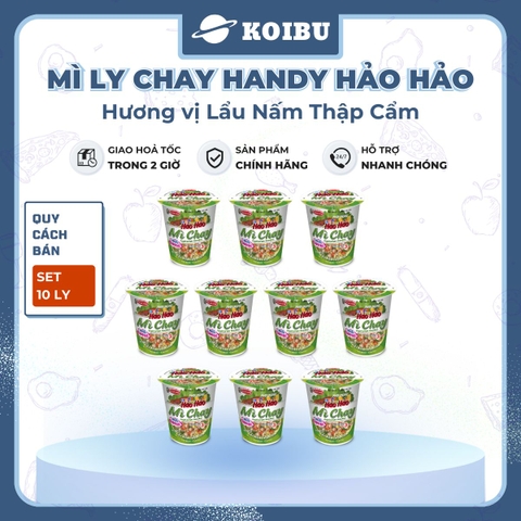ACECOOK - Mì ly Handy Hảo Hảo hương vị lẩu nấm thập cẩm chay - Mì chay Handy Hảo Hảo lẩu nấm thập cẩm chay - Mì Handy Hảo Hảo ly chay lẩu nấm thập cẩm - Mì ly Hảo Hảo Handy lẩu nấm thập cẩm chay - 66g/ly - 00019