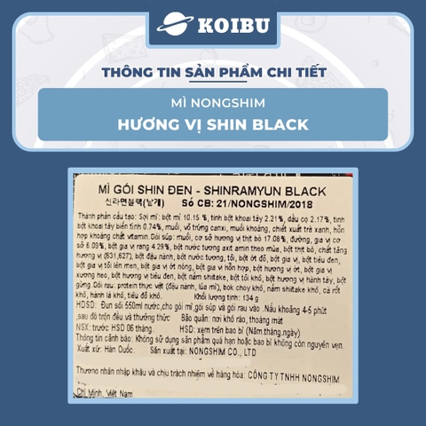NONGSHIM - Mì Shin Ramyun Black hương vị Cay, Mì Shin Black cay, Mì Shin cay Hàn Quốc ăn liền - 120g/gói - 00061