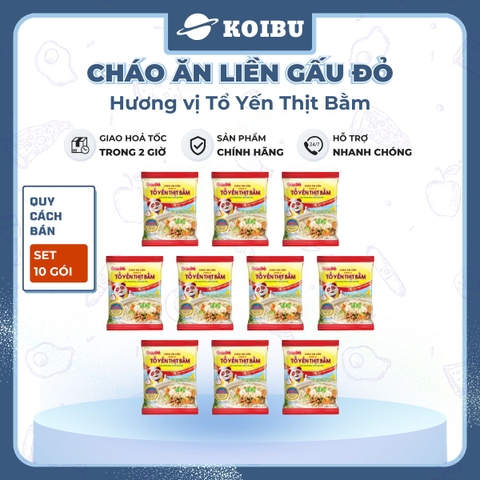 ASIAFOODS - Cháo ăn liền Gấu đỏ hương vị Tổ yến thịt bằm, Cháo tổ yến Gấu đỏ thịt bằm, Cháo yến Gấu Đỏ - 50g/gói - 00341
