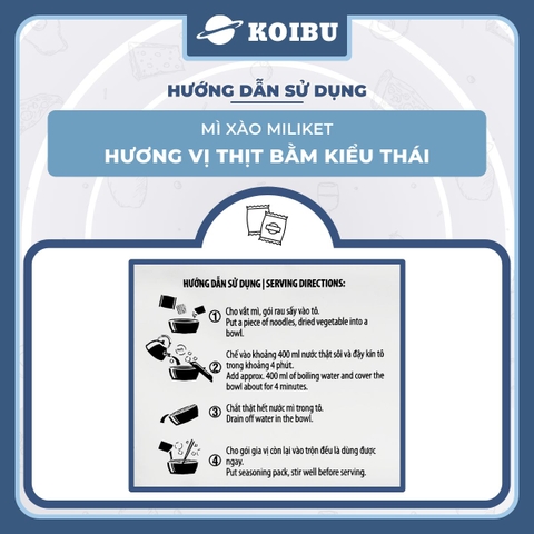 COLUSA - Mì xào Miliket hương vị Thịt bằm kiểu Thái, Mì trộn thịt bằm kiểu Thái Miliket Mì ăn liền - 85g/gói - 00853