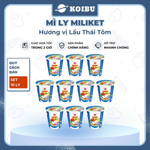 COLUSA - Mì ly Miliket hương vị Lẩu Thái Tôm, Mì Miliket ly Lẩu Thái Tôm, Mì lẩu thái tôm ly Miliket - 65g/ly - 00079