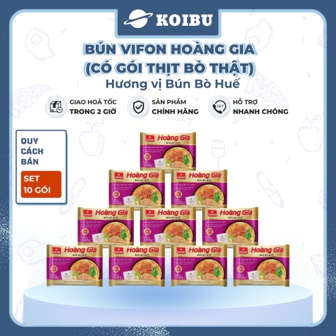 VIFON - Bún Hoàng Gia hương vị Bún Bò Huế (có thịt thật) - Bún Bò Huế ăn liền, Bún Bò Huế Hoàng Gia - 120g/gói - 00147