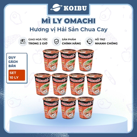 MASAN - Mì ly khoai tây OMACHI KHÔNG THỊT vị Hải sản Chua Cay, mì ly Omachi ăn liền, mì hải sản - 66g/ly - 00824
