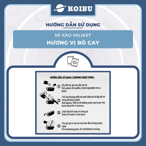 COLUSA - Mì xào Miliket hương vị Bò cay, Miliket Mì xào ăn liền Miliket, Mì trộn Bò cay Miliket