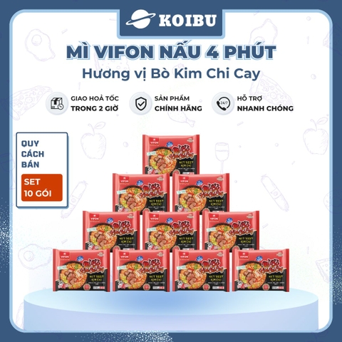 VIFON –  Mì Vifon nấu 4 phút hương vị bò kim chi cay - Mì gói Vifon, Mì nấu vị bò kim chi cay, Mì bò kim chi cay Vifon, Mì nấu 4 phút hương vị bò kim chi cay, Mì Vifon bò kim chi cay nấu 4 phút - 105g/gói - 00219