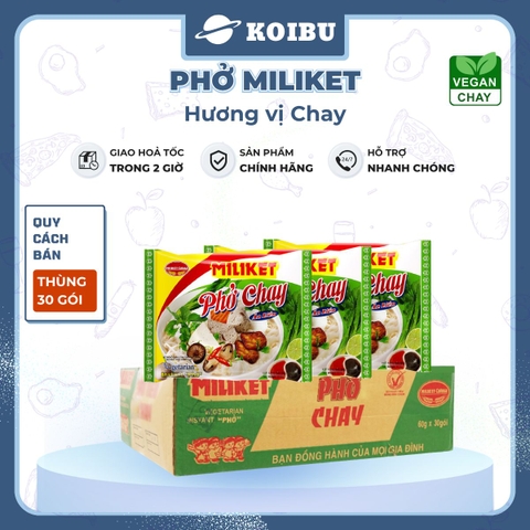 COLUSA - Phở Miliket hương vị Chay, Phở Miliket chay, Miliket phở gói hương vị chay, Phở ăn liền chay - 60g/gói - 00100
