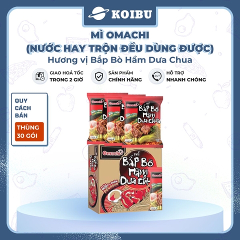 MASAN - Mì Omachi hương vị Bắp bò hầm dưa chua, Mì Omachi bắp bò hầm dưa chua, Mì ăn liền Omachi - 121g/gói - 00127