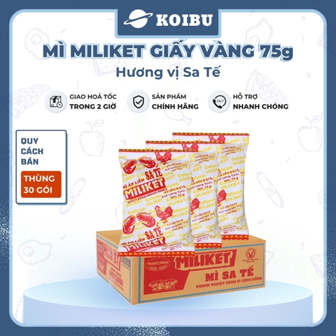 COLUSA - Mì Miliket giấy vàng gói 75g hương vị Sa tế, Mì giấy Miliket sate, Mì gói giấy vàng sa tế Miliket - 75g/gói - 00091