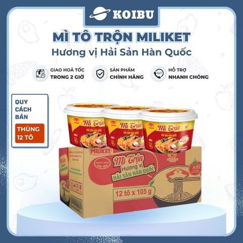 COLUSA - Mì tô trộn Miliket hương vị Hải sản Hàn Quốc, Mì trộn Miliket Hải sản Hàn Quốc, Mì Miliket - 105g/tô - 00565