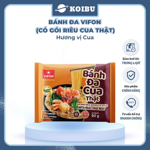 VIFON - Bánh đa Vifon cua thật, bánh đa cua thịt thật Vifon , bánh đa có gói cua thật Vifon - 90g/gói - 00009