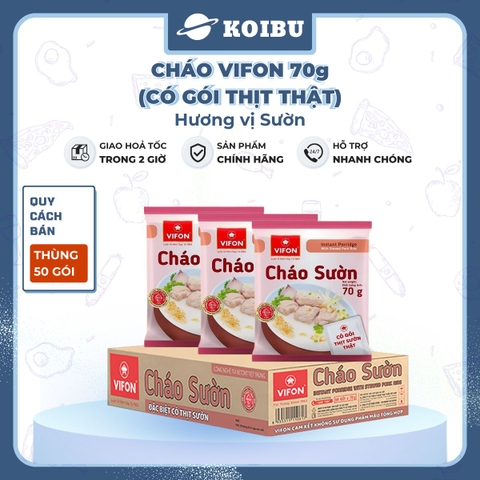 VIFON - Cháo Vifon 70g hương vị Sườn (có gói thịt sườn thật), Cháo sườn Vifon Cháo thịt sườn Vifon - 70g/gói - 00156