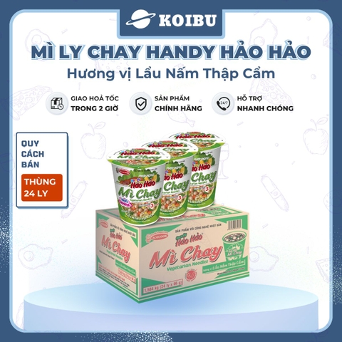 ACECOOK - Mì ly Handy Hảo Hảo hương vị lẩu nấm thập cẩm chay - Mì chay Handy Hảo Hảo lẩu nấm thập cẩm chay - Mì Handy Hảo Hảo ly chay lẩu nấm thập cẩm - Mì ly Hảo Hảo Handy lẩu nấm thập cẩm chay - 66g/ly - 00019