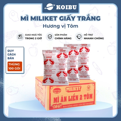 COLUSA - Mì Miliket gói giấy trắng hương vị Tôm, Mì tôm gói giấy trắng Miliket, Mì giấy Miliket - 65g/gói - 00088