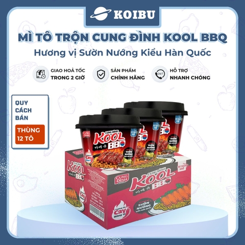 AFOTECH - Mì TÔ trộn Cung Đình Kool hương vị BBQ sườn nướng kiểu Hàn Quốc - Tô Cung Đình Kool BQQ sườn nướng kiểu Hàn Quốc - Cung Đình Kool Tô Mì ăn liền Micoem - 105g/tô - 00322