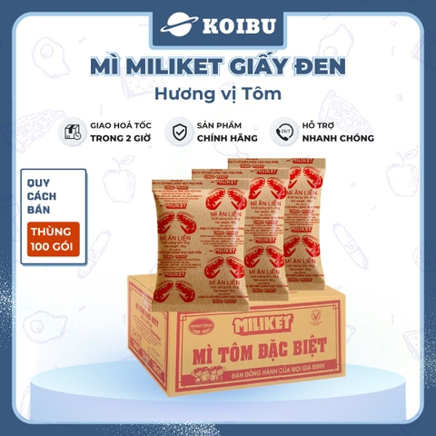 COLUSA - Mì Miliket gói giấy đen hương vị Tôm, Mì tôm gói giấy đen Miliket, Mì giấy Miliket Colusa - 65g/gói - 00090