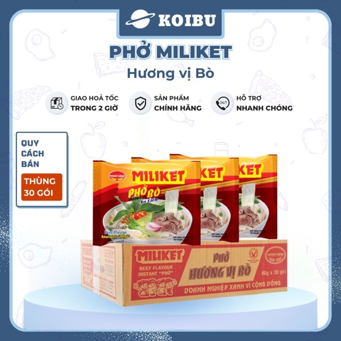 COLUSA - Phở Bò Miliket, Phở Miliket bò, Phở bò gói Miliket, Phở bò ăn liền, Phở vị bò Miliket - 60g/gói - 00098