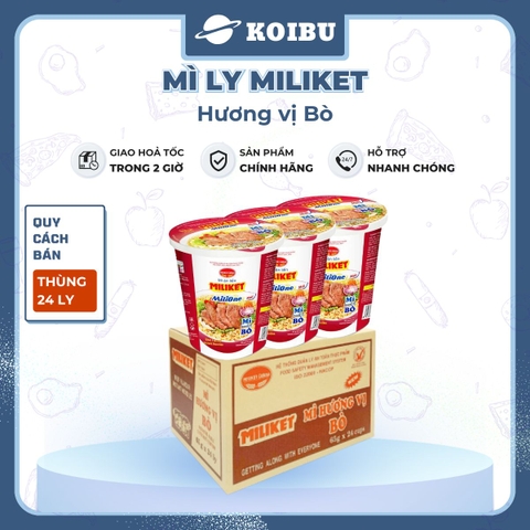 COLUSA - Mì ly Miliket hương vị Bò, Mì Miliket ly Bò, Mì bò ly Miliket, Miliket mì ly bò - 65g/ly - 00117