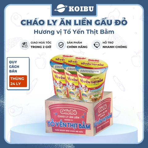 ASIAFOODS - Cháo ly tổ yến Gấu Đỏ hương vị thịt bằm, Cháo tổ yến thịt bằm Gấu Đỏ ly, Cháo yến Gấu Đỏ - 50g/ly - 00445