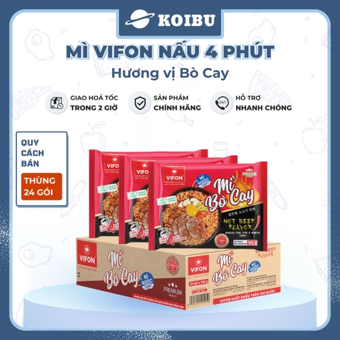 VIFON – Mì Vifon nấu 4 phút hương vị bò cay - Mì gói Vifon, Mì nấu Vifon, Mì nấu vị bò cay, Mì bò cay Vifon, Mì nấu 4 phút hương vị bò cay, Mì Vifon bò cay nấu 4 phút, Mì Vifon nấu ăn liền - 105g/gói - 00221