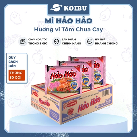 ACECOOK - Mì Hảo Hảo hương vị Tôm chua cay - Mì ăn liền Hảo Hảo tôm chua cay - 75g/gói - 00005