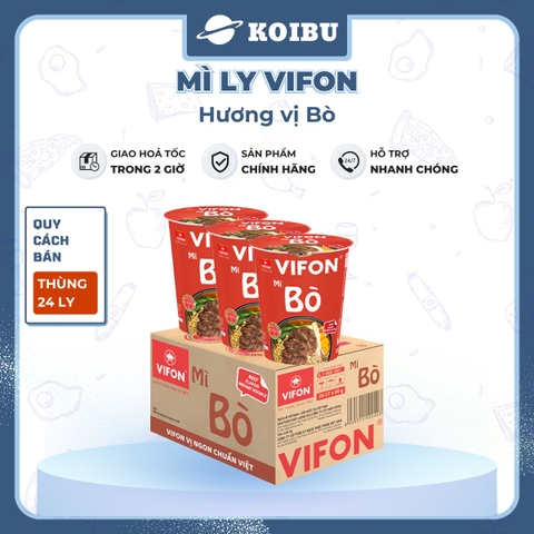 VIFON - Mì ly Vifon hương vị Bò - Mì ly ăn liền vị Bò Vifon, Vifon mì ly hương vị Bò 60g - 60g/ly - 00228