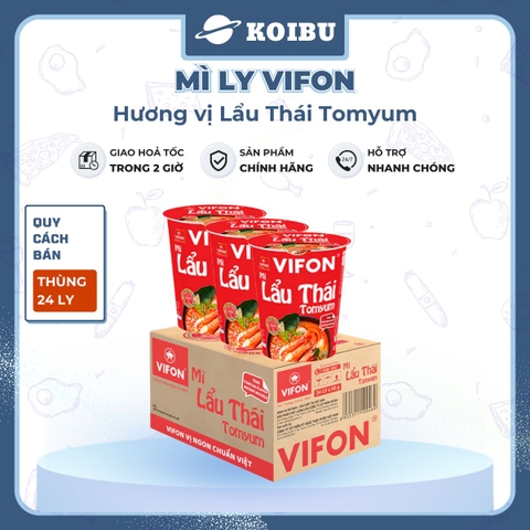 VIFON - Mì ly Vifon hương vị Lẩu Thái Tomyum - Mì ly vị lẩu Thái Tomyum, Mì lẩu Thái Tomyum ly 60g - 60g/ly - 00231