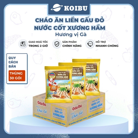 ASIAFOODS - Cháo dinh dưỡng nước cốt xương hầm Gấu đỏ hương vị Thịt gà, Cháo thịt gà Gấu đỏ ăn liền - 57g/gói - 00713