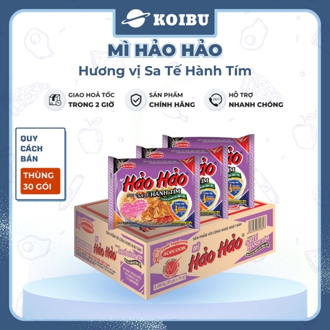 ACECOOK - Mì Hảo Hảo Sa Tế Hành Tím - Mì ăn liền Hảo Hảo hương vị Sa tế hành tím  (Hảo Hảo sate/ Hảo Hảo satay / Hảo Hảo Sa te hành tím) - 00007