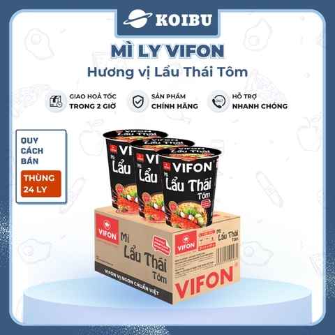 VIFON - Mì ly Vifon hương vị Lẩu Thái Tôm - Mì lẩu Thái Tôm ly ăn liền, Mì Vifon ly vị lẩu Thái Tôm - 60g/ly - 00232