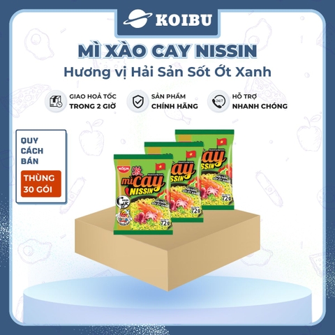 NISSIN - Mì xào cay Nissin hương vị Hải sản sốt ớt xanh, Mì xào hải sản sốt ớt xanh Nissin ăn liền - 72g/gói - 00092