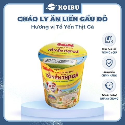 ASIAFOODS - Cháo ly tổ yến Gấu Đỏ hương vị thịt gà, Cháo tổ yến thịt gà Gấu Đỏ ly, Cháo yến Gấu Đỏ - 50g/ly - 00475
