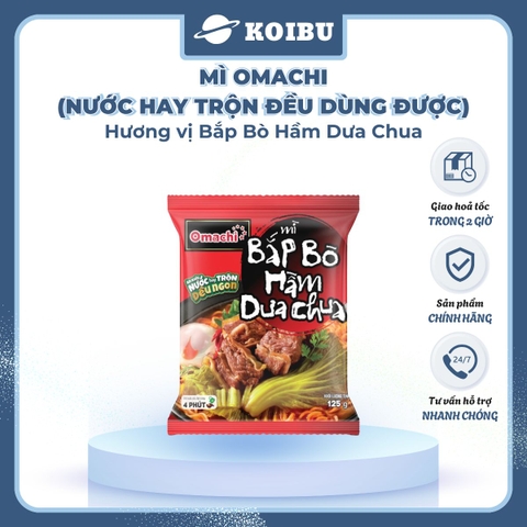 MASAN - Mì Omachi hương vị Bắp bò hầm dưa chua, Mì Omachi bắp bò hầm dưa chua, Mì ăn liền Omachi - 121g/gói - 00127
