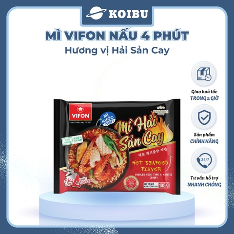 VIFON – Mì Vifon nấu 4 phút hương vị hải sản cay - Mì gói Vifon, Mì nấu Vifon, Mì nấu vị hải sản cay, Mì nấu hương vị hải sản cay, Mì Vifon hải sản cay nấu 4 phút, Mì nấu 4 phút hải sản cay Vifon, Mì Vifon nấu ăn liền - 105g/gói - 00222